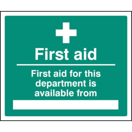 First aid for department available from