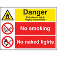 Petroleum spirit no smoking no naked lights