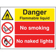 Danger flammable liquid no smoking no naked lights