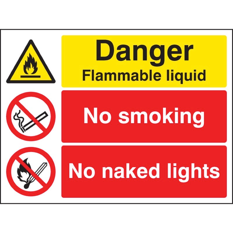 Danger flammable liquid no smoking no naked lights