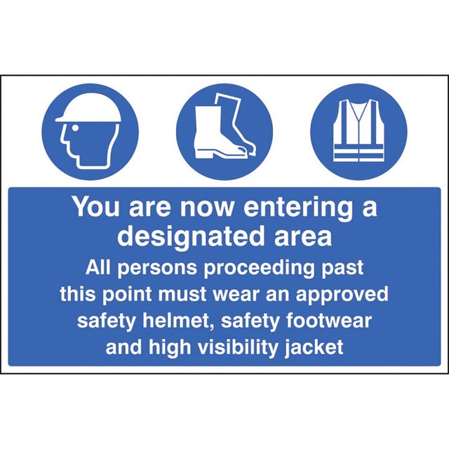 Entering designated area must wear helmet, footwear & jacket