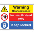 Warning confined space no entry keep locked