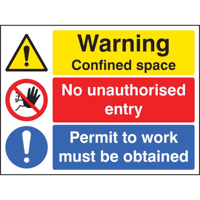 Warning confined space no entry permit to work