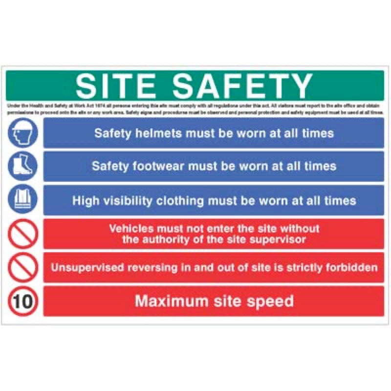 Site safety - hard hat, hivis, boots, 10mph