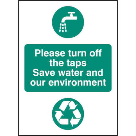 Please turn off the taps, save water and environment