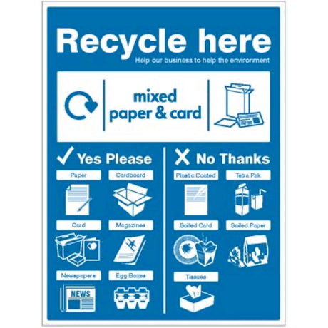 Paper & Cardboard - WRAP Recycle here sign