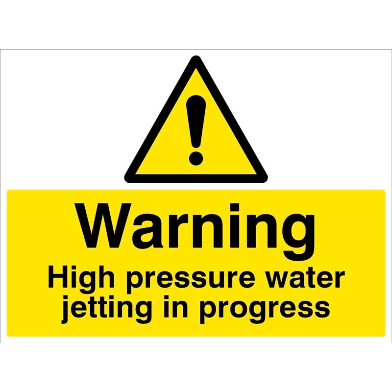 Warning High pressure water jetting in progress