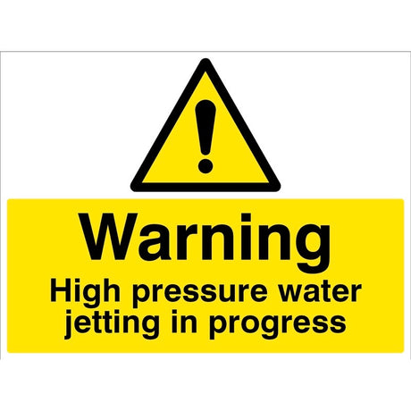 Warning High pressure water jetting in progress