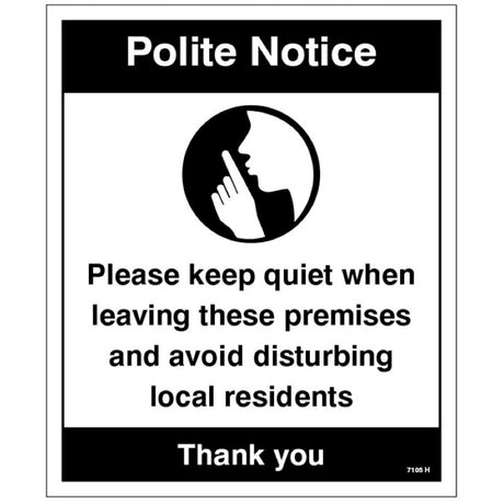 Polite notice Please keep quiet when leavingâ€¦