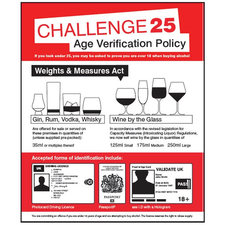 Age verification policy Weights & measures act 35mililitres