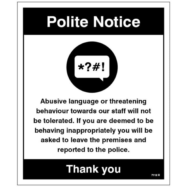 Warning abusive language or threatening behaviour will not be toleratedâ€¦