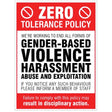 Zero tolerance policy - gender based violence, harassment, abuse & exploitation