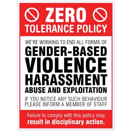 Zero tolerance policy - gender based violence, harassment, abuse & exploitation