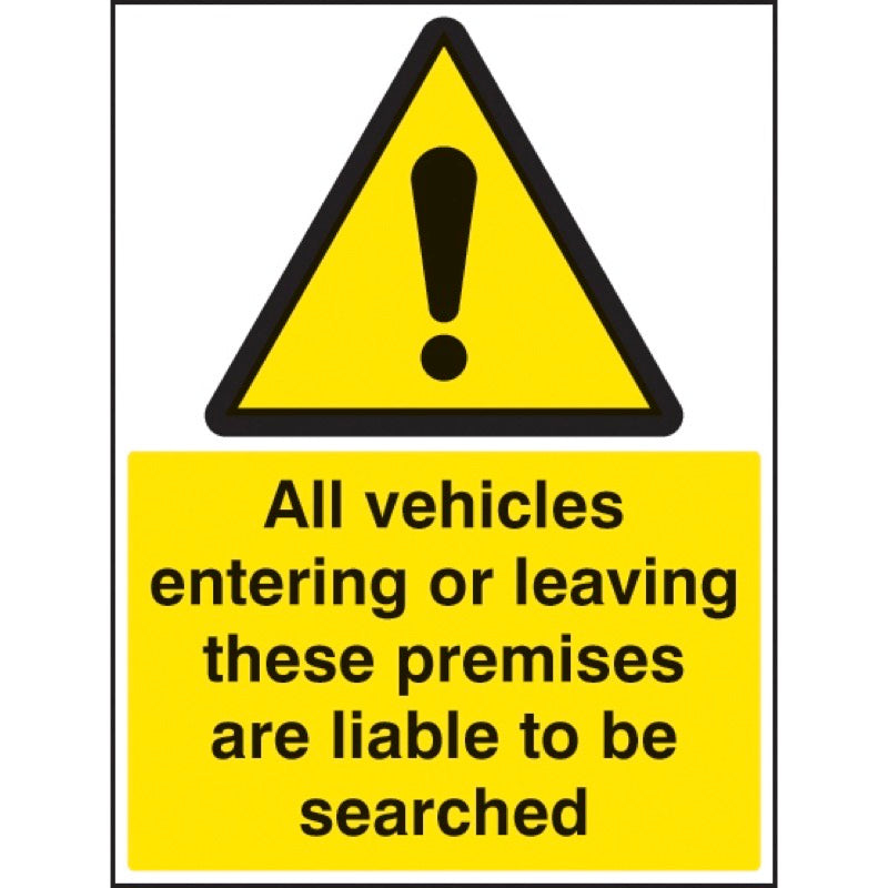 All vehicles entering or leaving liable to be searched