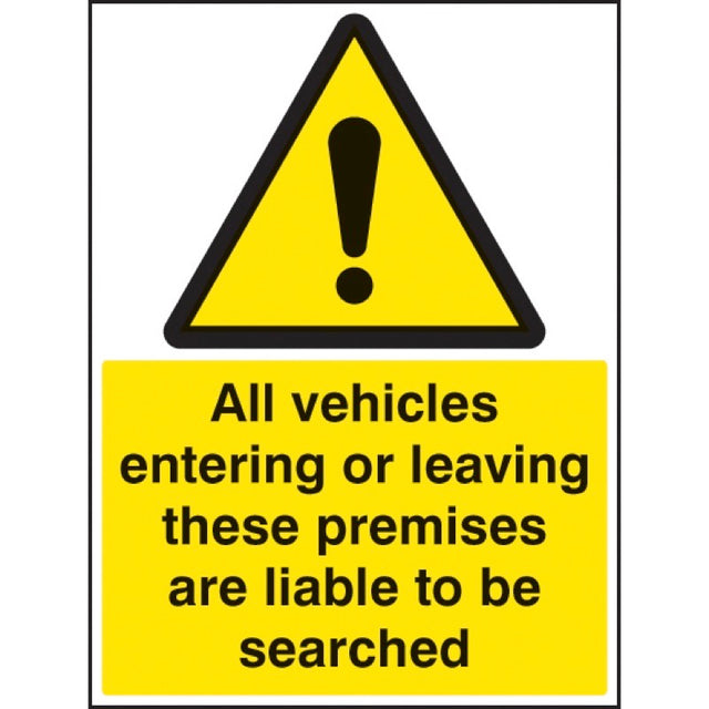 All vehicles entering or leaving liable to be searched