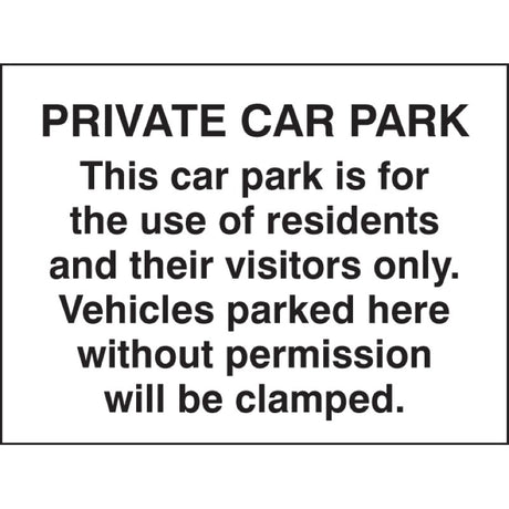 Private car park/residents/visitors only