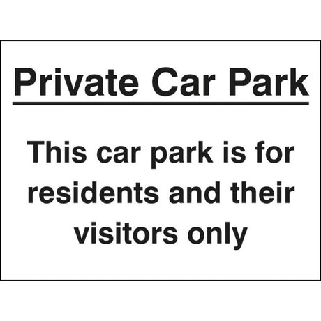 Private car park/residents/visitors only