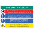 Site Safety COVID19 - coronavirus policies are mandatory, failure to follow may result in disciplinary