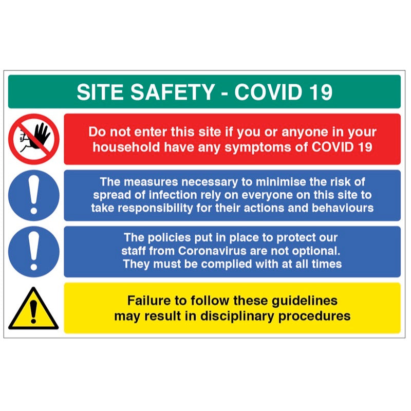 Site Safety COVID19 - coronavirus policies are mandatory, failure to follow may result in disciplinary