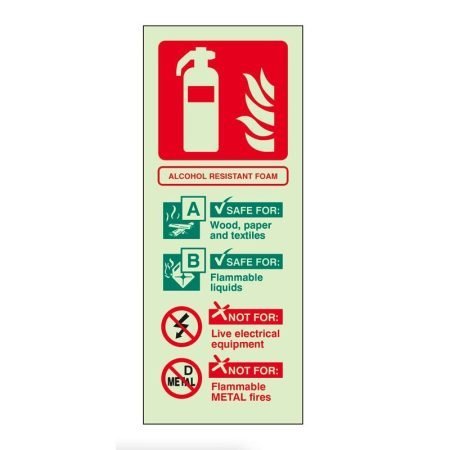 Alcohol Resistant Foam Fire Extinguisher ID Sign - Image 2