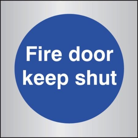 Fire Door Keep Shut 70x70mm Aluminium Adhesive Backed