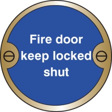 Fire Door Keep Locked Shut 76mm Dia Brass Pre-drilled C/w Fixings